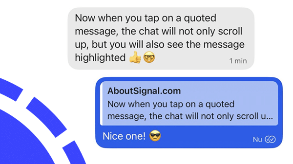 Signal iOS update: improvements to quoted messages and ‘Note to Self’