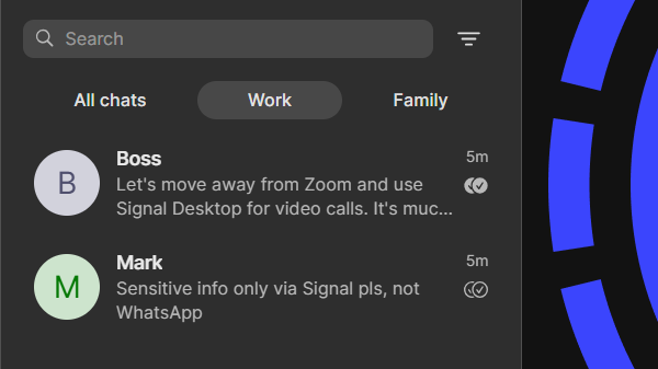 Une importante mise à jour de Signal Desktop facilite la recherche de vos discussions grâce aux dossiers de chat.