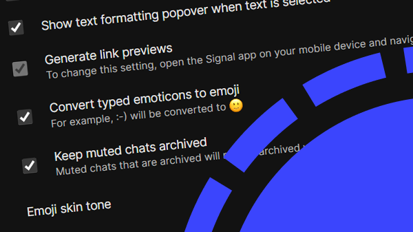 Signal Desktop update: keep muted chats archived