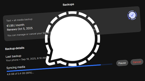 Mise à jour de Signal Desktop : les sauvegardes sécurisées sont désormais disponibles dans les paramètres.