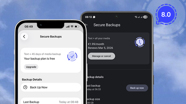 Signal launches version 8.0 with Signal Secure Backups